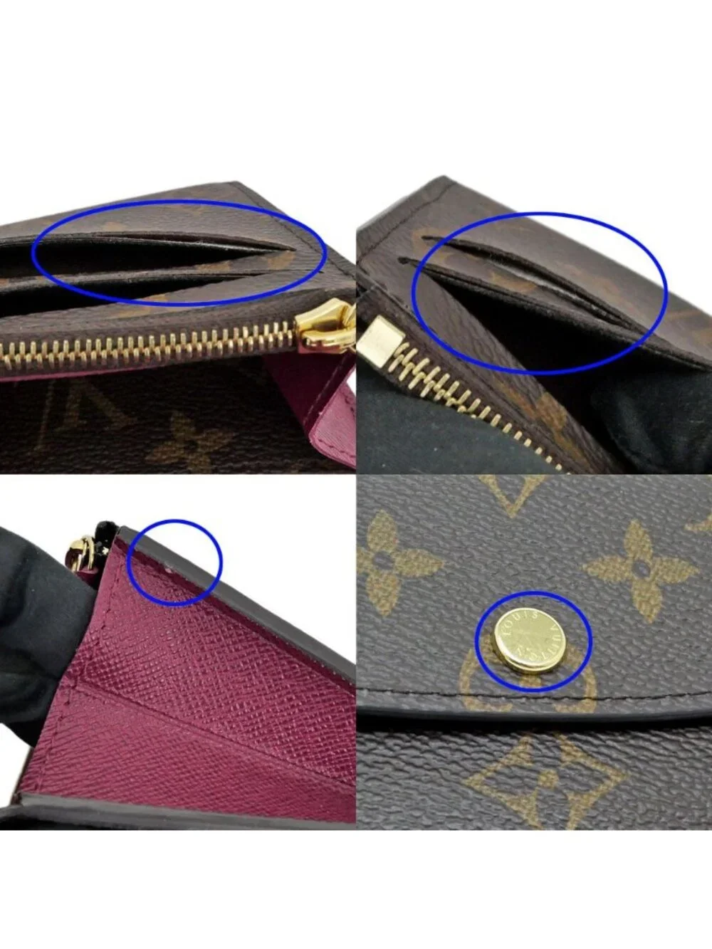 Louis Vuitton Portefeuille Emily Monogram Fuchsia GD Wallet Hook